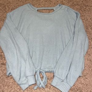 blue hollister waffle knit long sleeve shirt